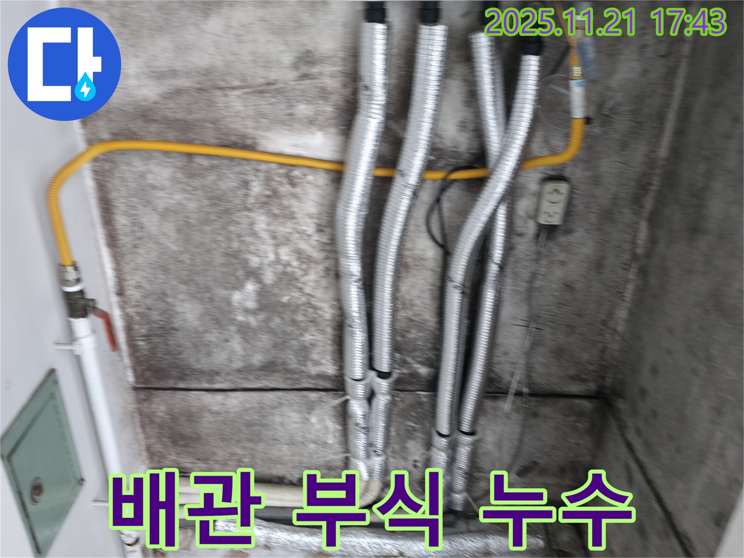 홍제1동 누수 현장 - 천장 배관 연결 부위 부식으로 인한 누수 - 꼼꼼한 점검으로 문제 해결
