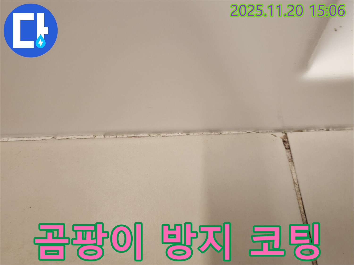 욕실 타일 틈새 곰팡이 제거 후 곰팡이 방지 코팅 시공 - 곰팡이 걱정 이제 끝!