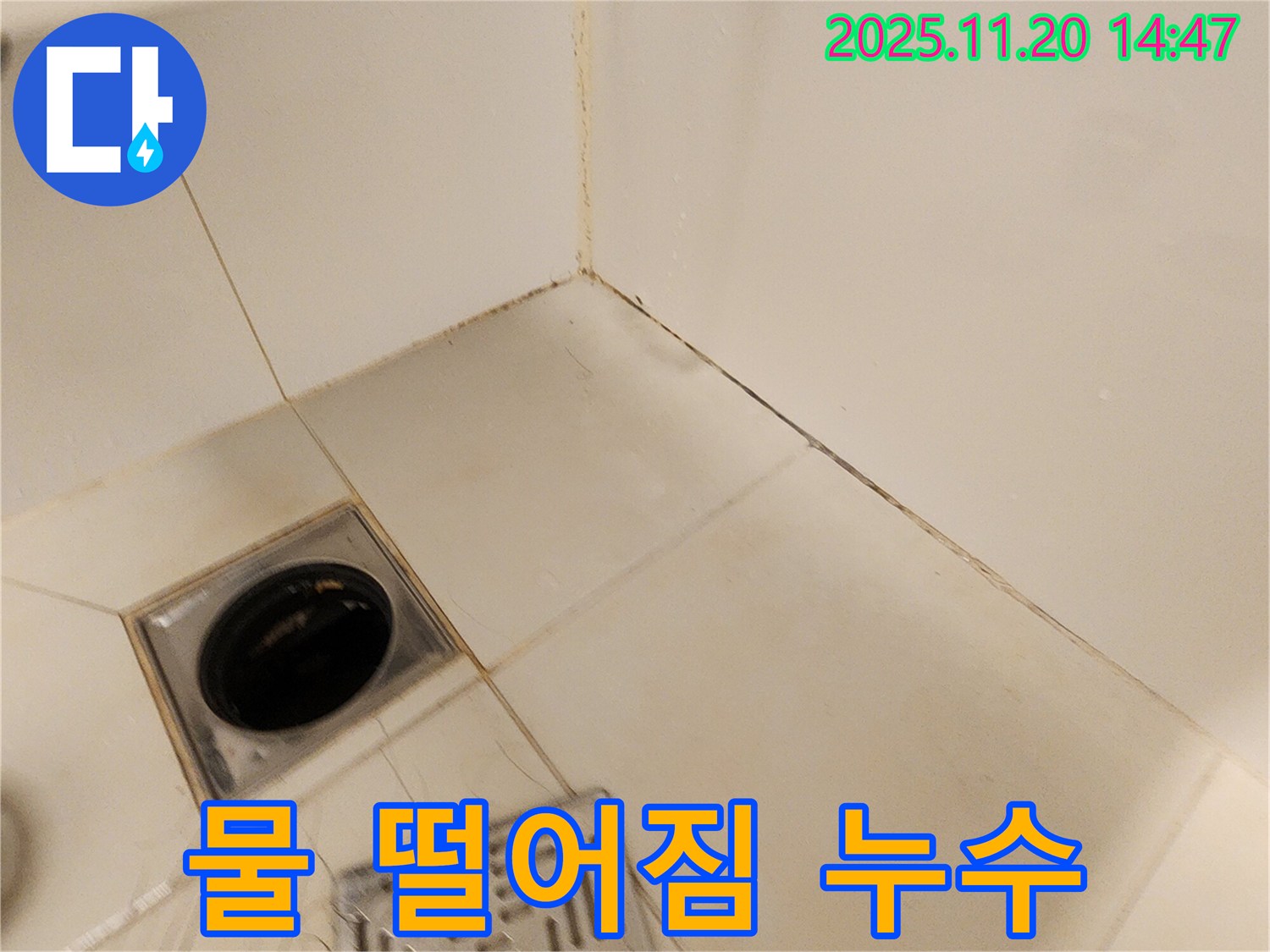 포천 샤워기 물 떨어짐 - 샤워기 사용 후에도 물이 계속 떨어지는 모습입니다.