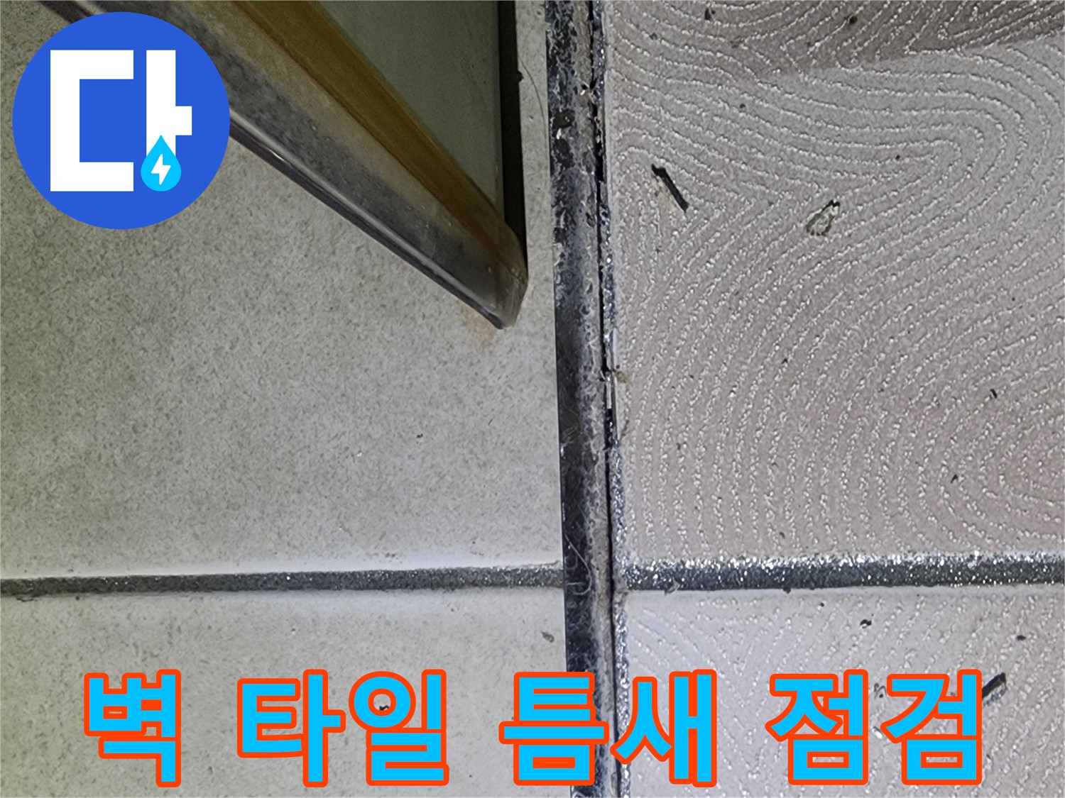 광교 e편한세상 욕실 벽 타일 틈새 점검 - 오염 및 균열 확인