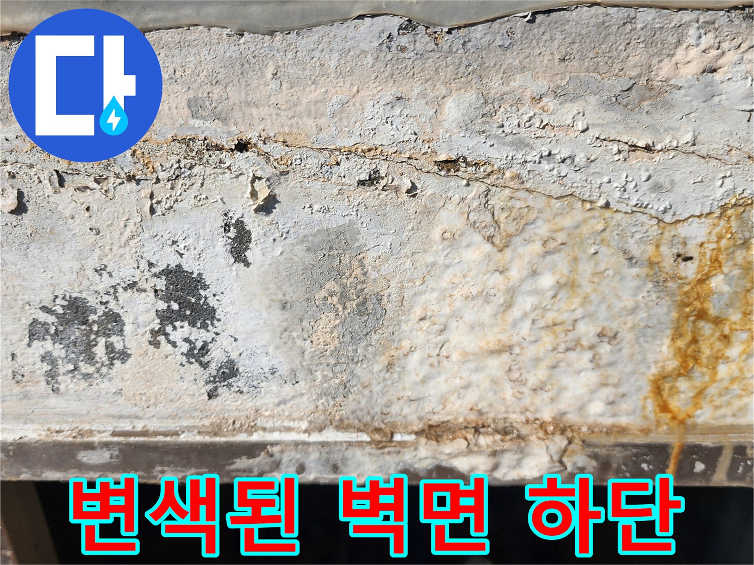 외벽-하단의-황색-얼룩과-습기-상태