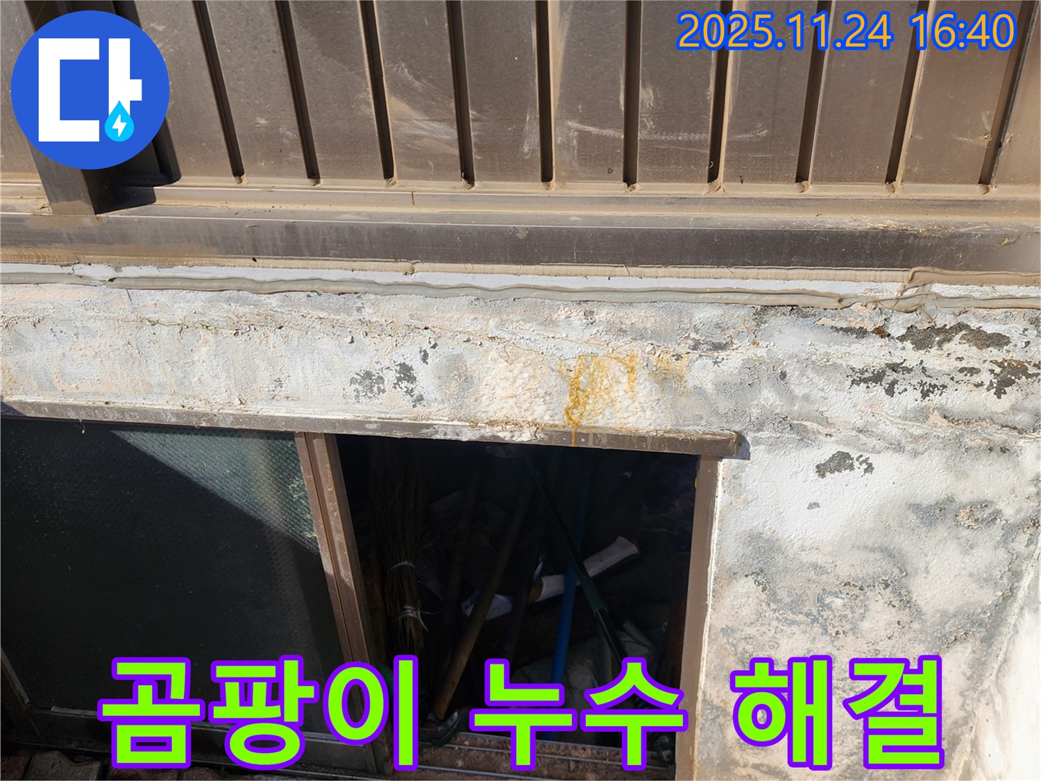 포천 신북면 반지하 창문 주변 곰팡이 누수 - 누수탐지와 곰팡이 제거까지 한 번에!