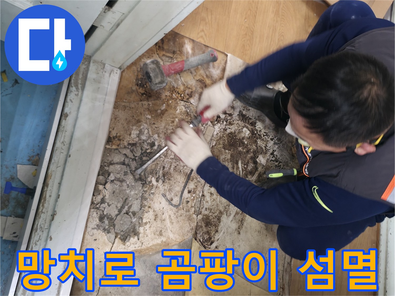 서초구 서초2동 명달로4길 - 망치를 사용하여 곰팡이를 완전 섬멸하고 쾌적한 보금자리로 만드는 모습입니다.