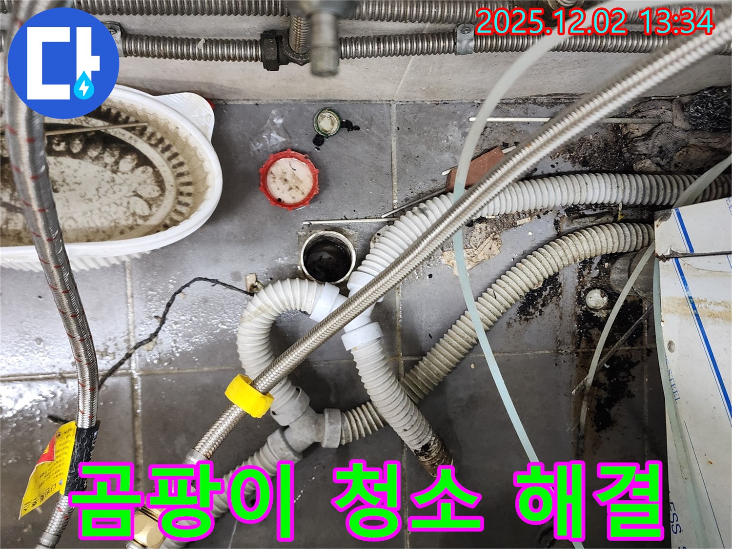 싱크대 배수구 주변 곰팡이 - 누수 해결 및 청소까지 한 번에!