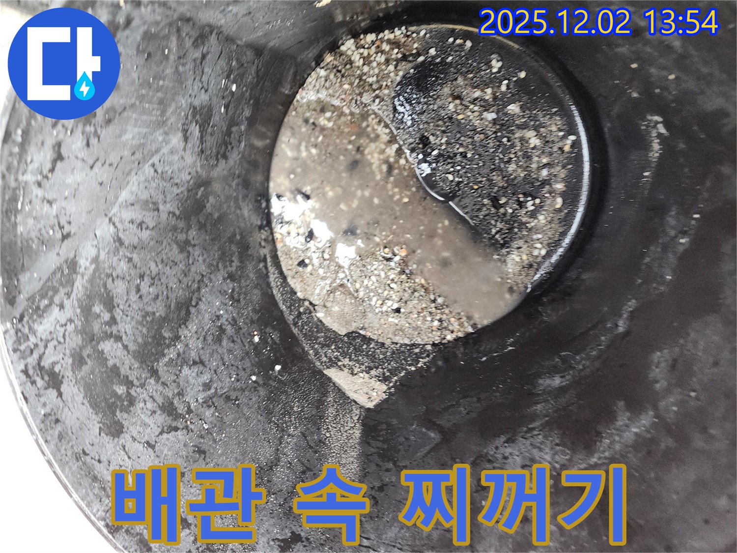 포천 누수 현장에서 발견된 배관 속 이물질과 찌꺼기 - 수질 개선을 위한 청소가 필요합니다.