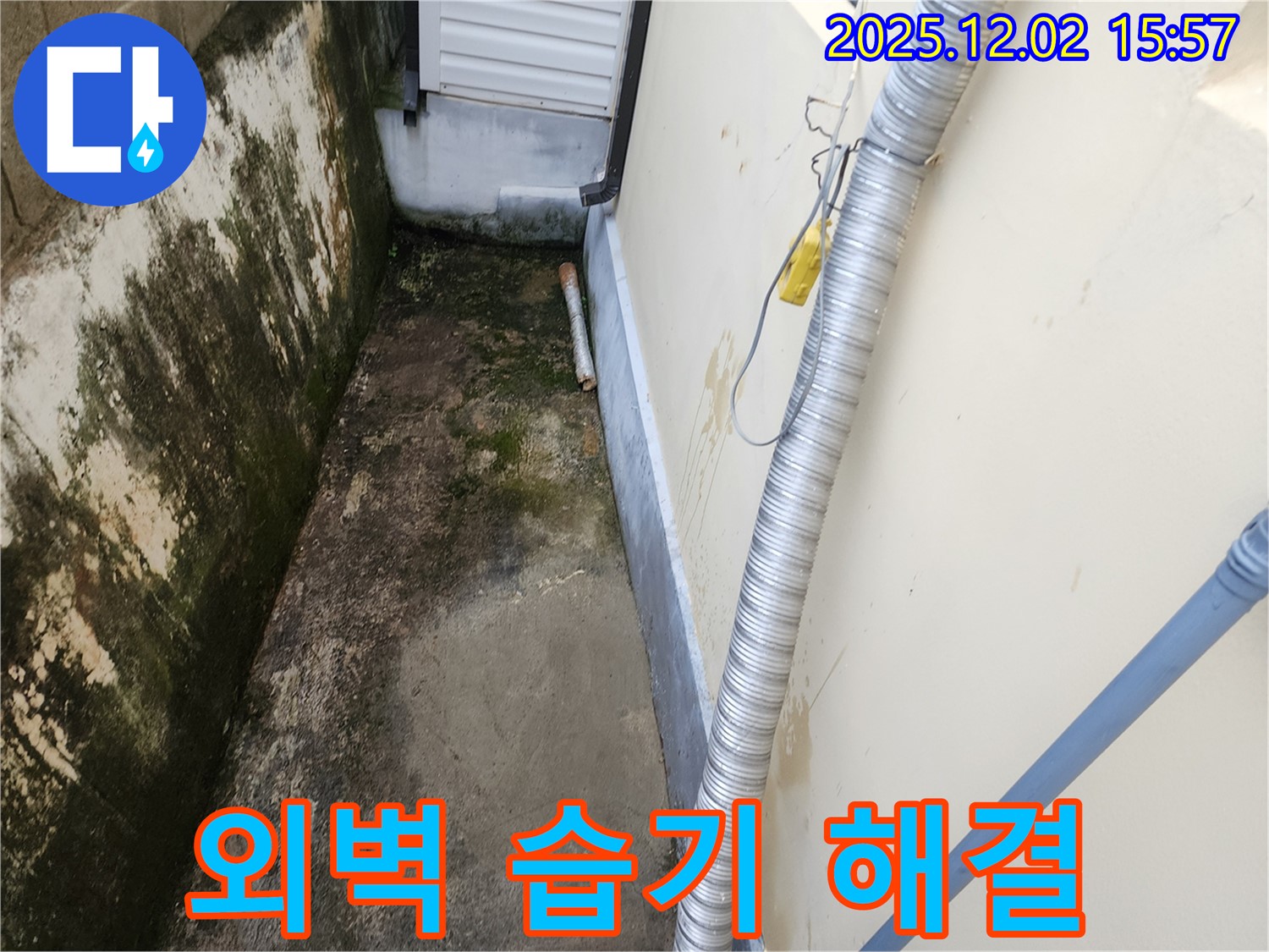 외벽 습기, 곰팡이 - 좁은 공간 배수 문제, 꼼꼼한 점검과 확실한 해결