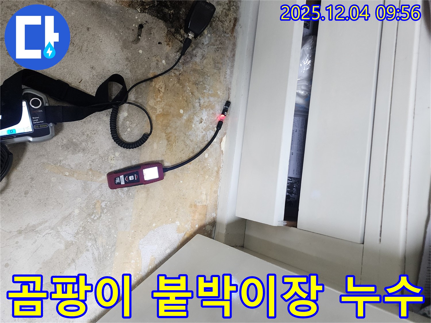 곰팡이 핀 붙박이장 - 누수 원인 해결이 우선, 곰팡이 제거 시공
