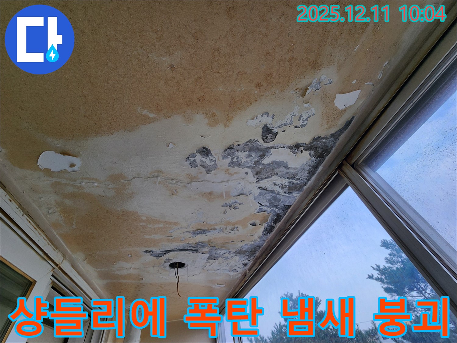 경기도 포천시 영중면 - 베란다 천장 누수 - 곰팡이 샹들리에, 습기