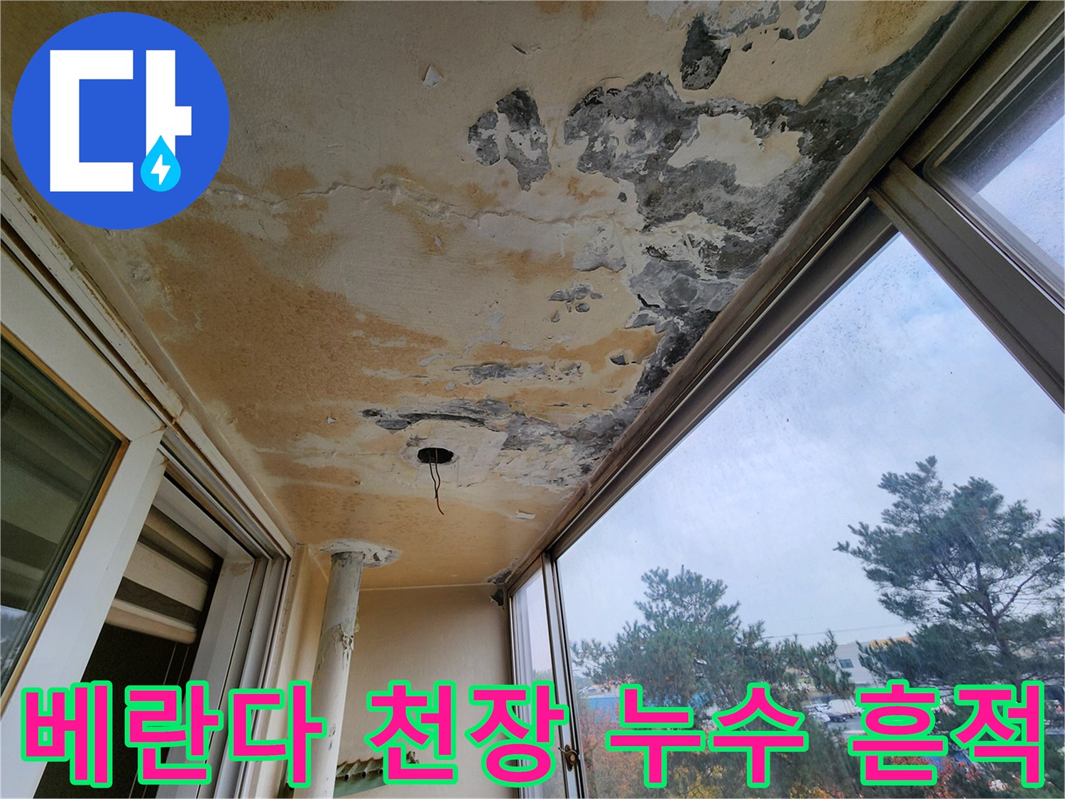 포천 영중면 아파트-베란다 천장의 심각한 변상 및 곰팡이 상태