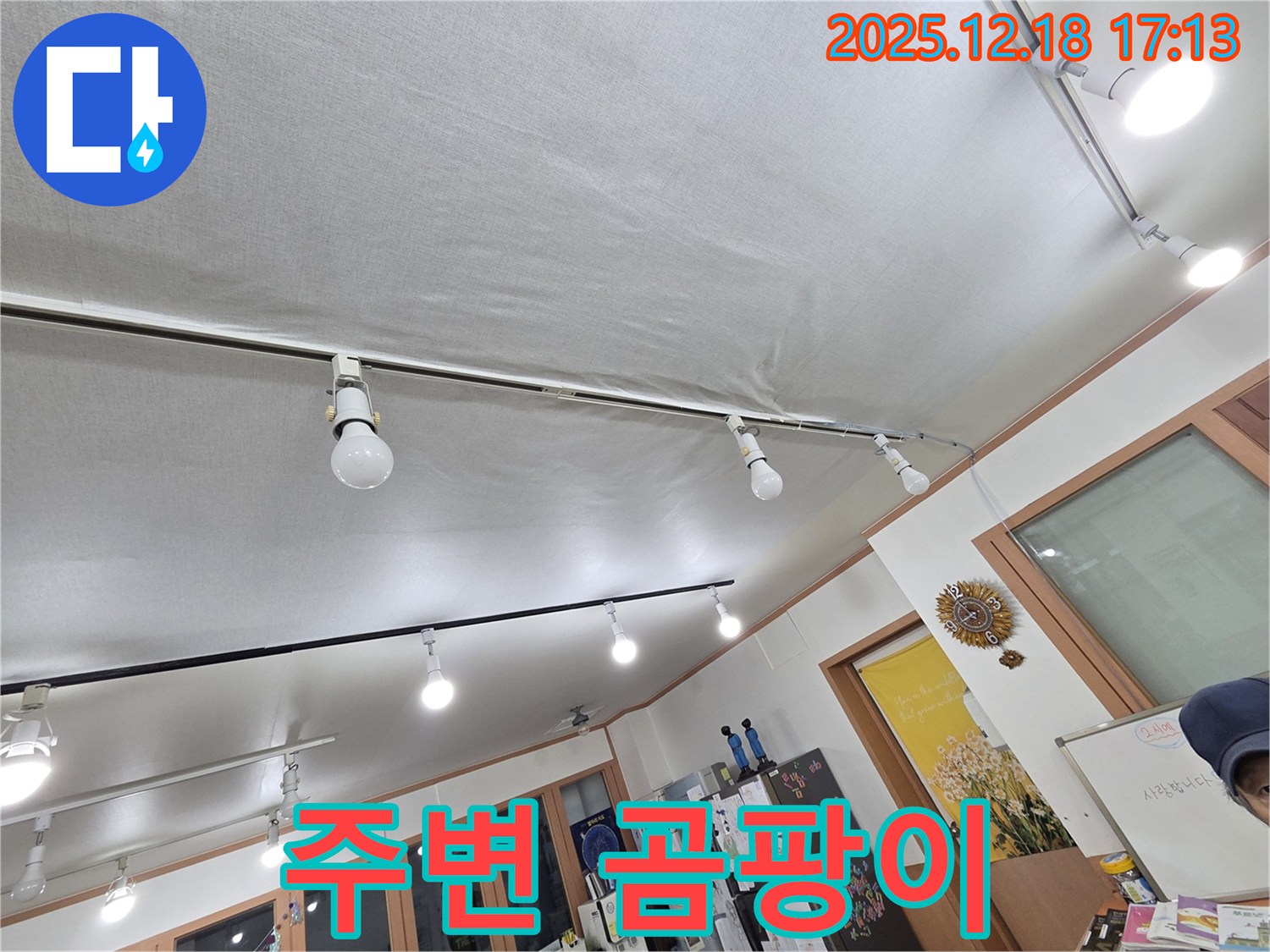 신천동 오성빌딩 누수 - 조명 주변 곰팡이 발생, 누수 해결과 함께 곰팡이 제거까지 책임집니다.