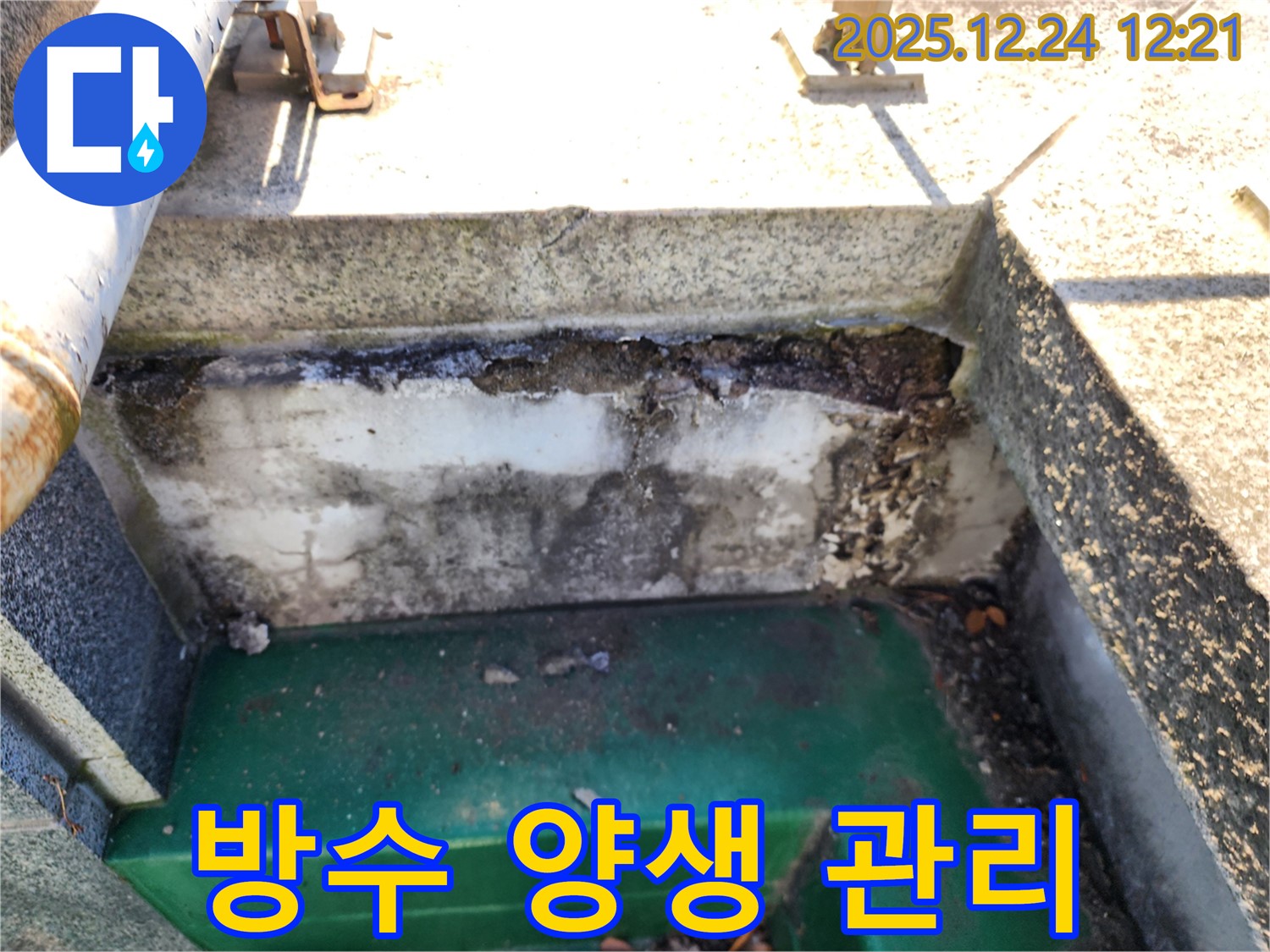 옥상 배수구 주변 방수 - 중계4동 누수 전문가가 꼼꼼하게 양생 관리를 진행합니다.