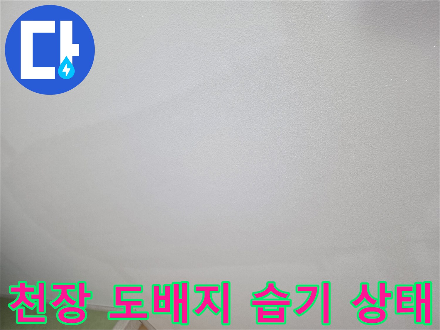 물샘으로 인해 눅눅해진 천장 표면부
