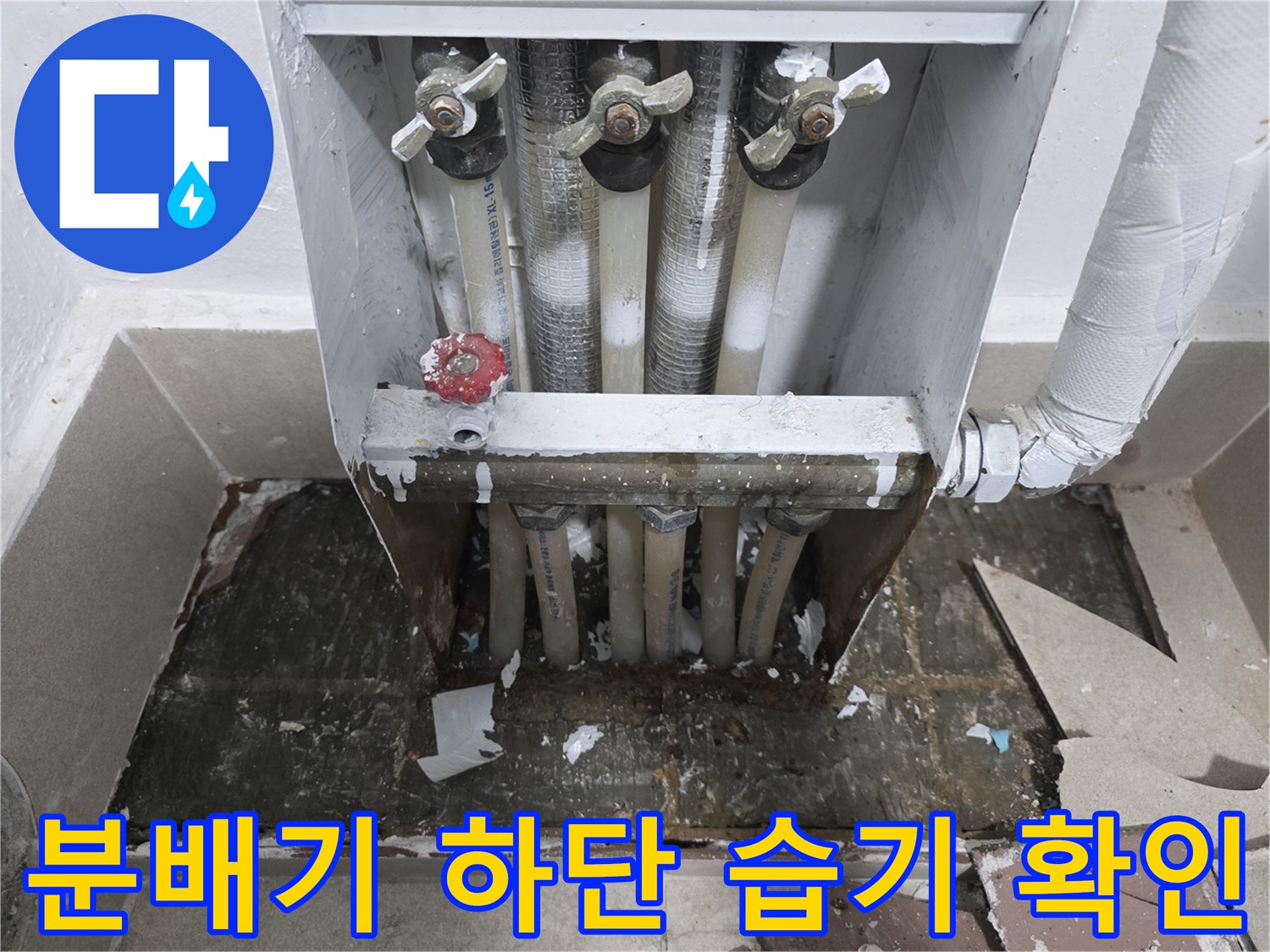 물샘-현상이-발생한-분배기-연결-배관들