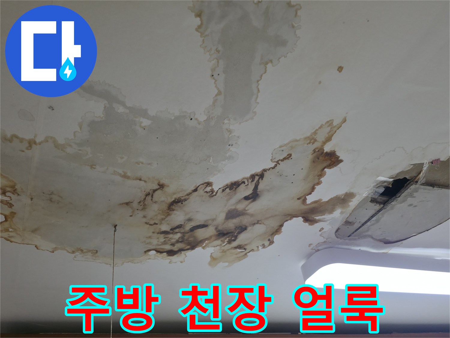 포천 소흘읍 주방 천장 물샘으로 인한 얼룩과 곰팡이 상태