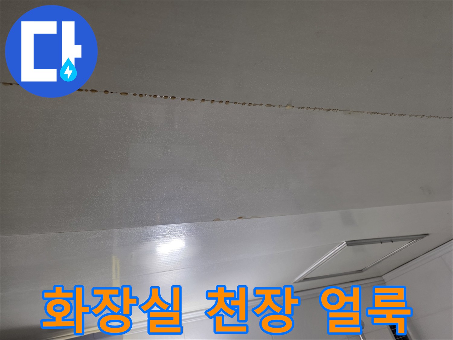 화장실-천장-마감재를-따라-발생한-물길-얼룩-사진