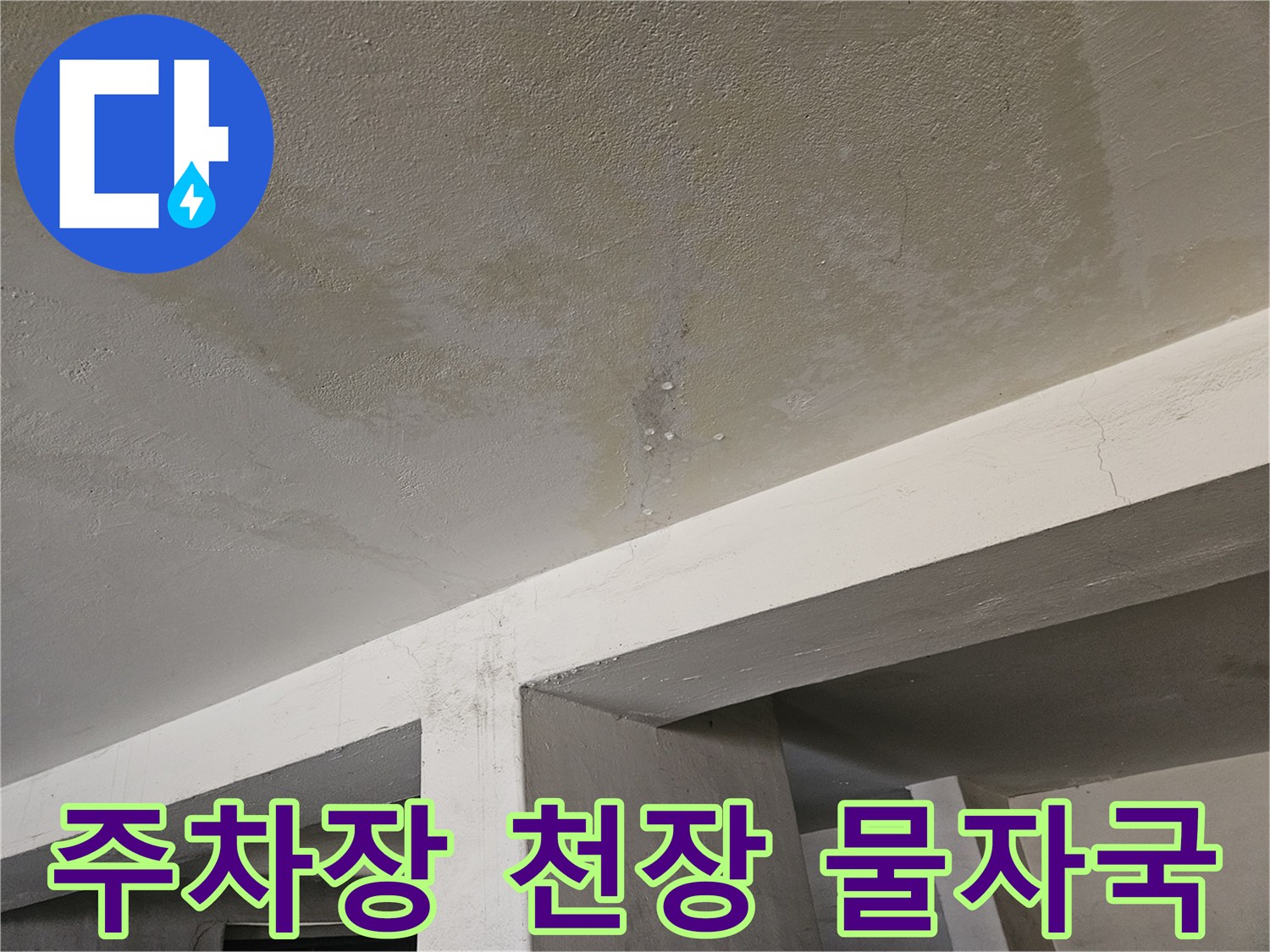 도봉구 빌라 주차장 천장의 누수 흔적과 얼룩 상태