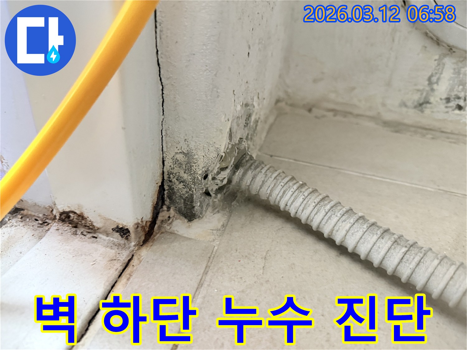 마포구-성산동-아파트-벽-하단부의-심각한-누수-흔적과-곰팡이-상태-사진