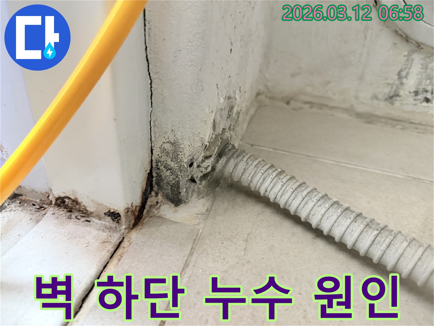 마포구-염리동-아파트-벽-하단부의-심각한-누수-흔적과-곰팡이-상태-사진