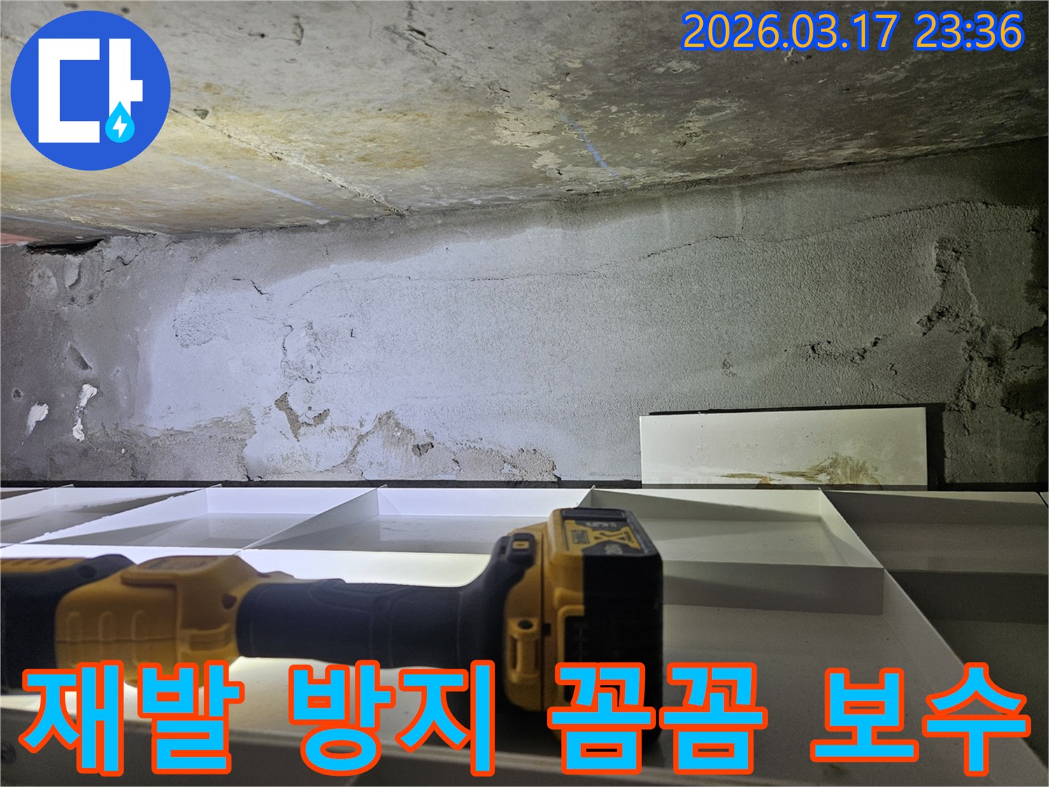 전문 엔지니어가-누수 탐지 후 재발 방지를 위한-완벽한 보수 공사를 계획하며-현장을 다시 확인하고 있습니다.