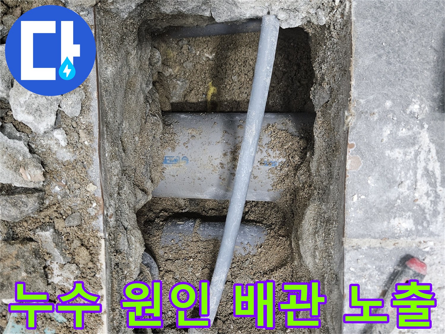 콘크리트 바닥 아래에서 발견된 파손된 직수 관체