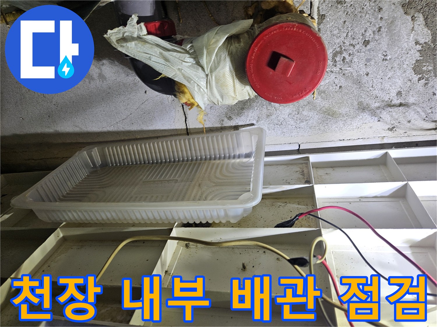 화장실-천장-배관-주변의-젖은-상태-및-습기-확인
