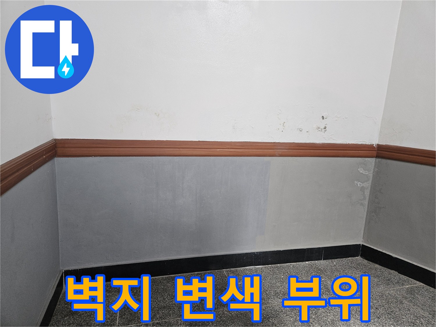 용문면 현장 내부 - 곰팡이와 습기로 인해 변색된 벽면 구조