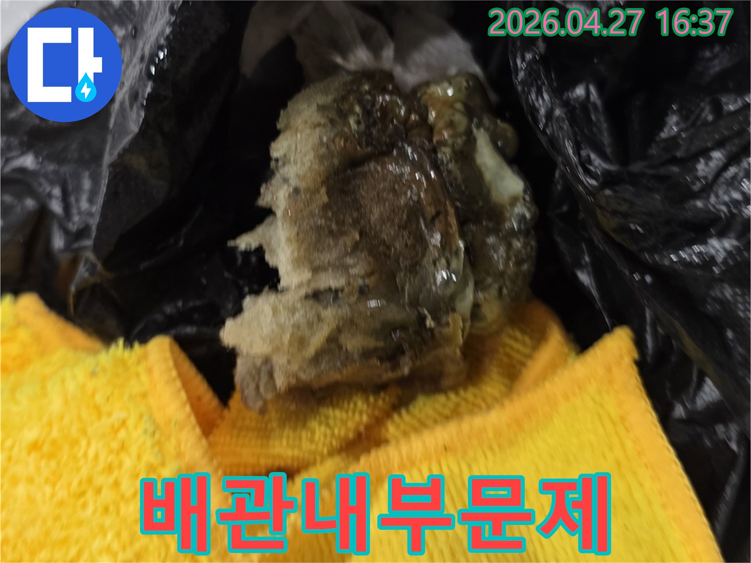 누수 현장에서-발견된 배관 이물질-문제 해결의 시작
