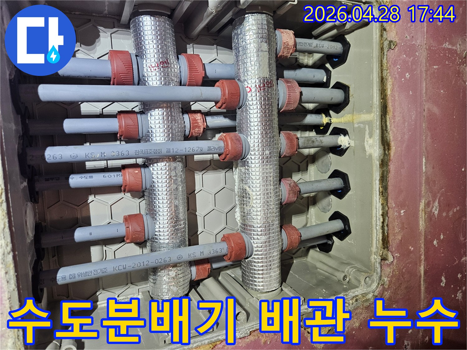 김포-사우동-주택의-수도분배기-이중배관에서-발생한-누수를-확인하고-있는-전문가의-모습
