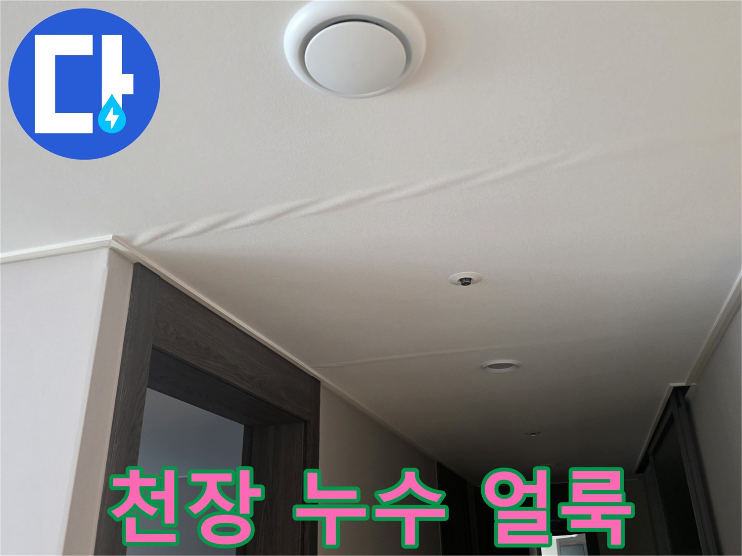 아랫집 거실 천장에 나타난 물자국과 습기 현상