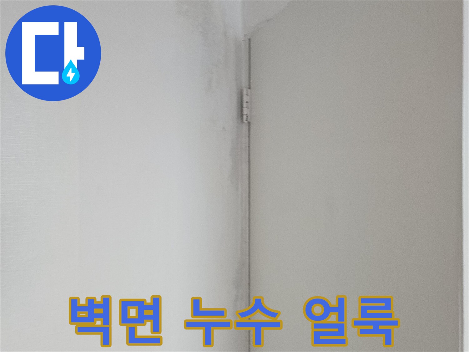 물샘으로 인해 어둡게 변색된 천장과 벽의 경계