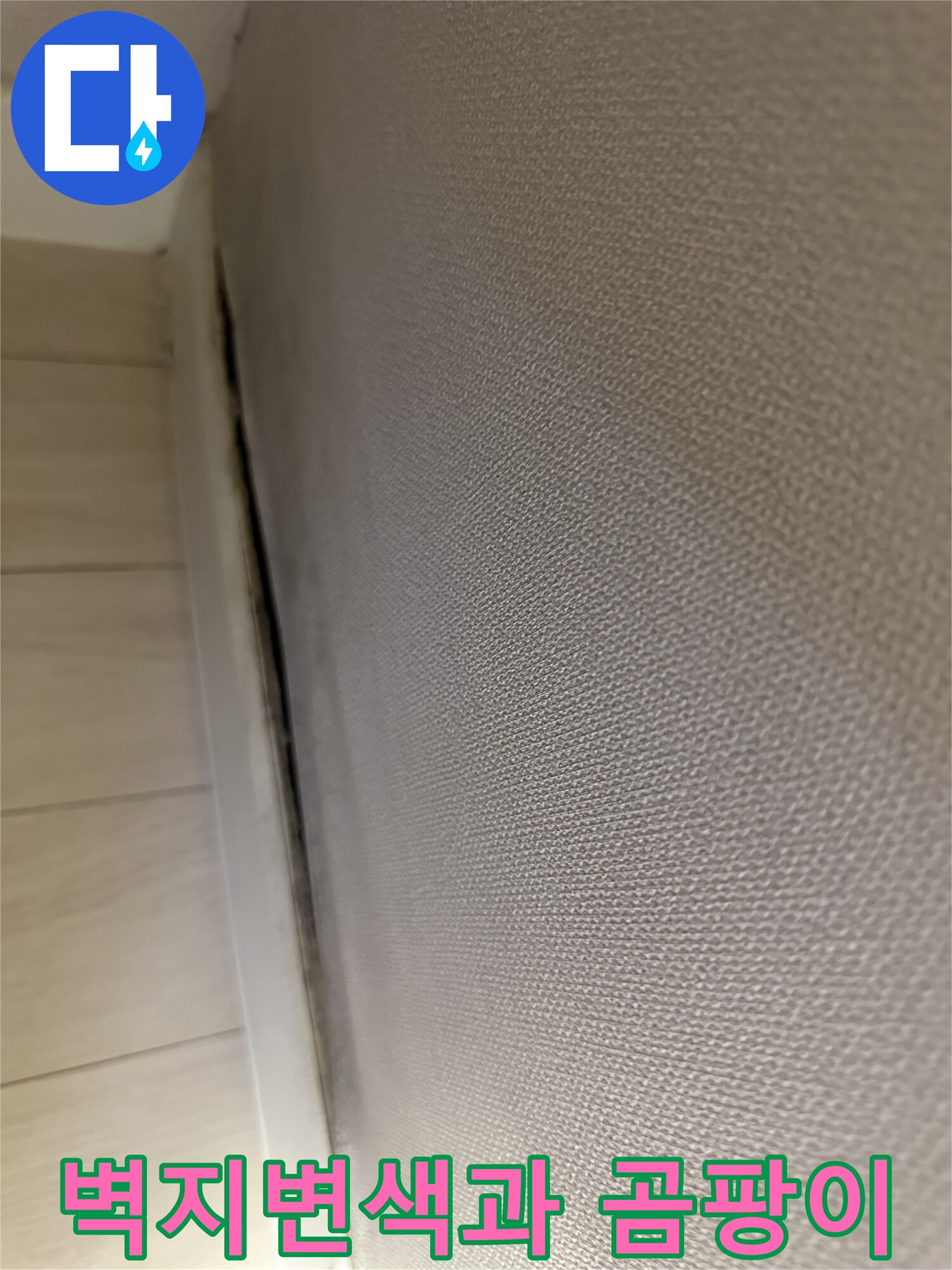 서대문구 아파트 벽면의 곰팡이와 변색된 벽지 상태