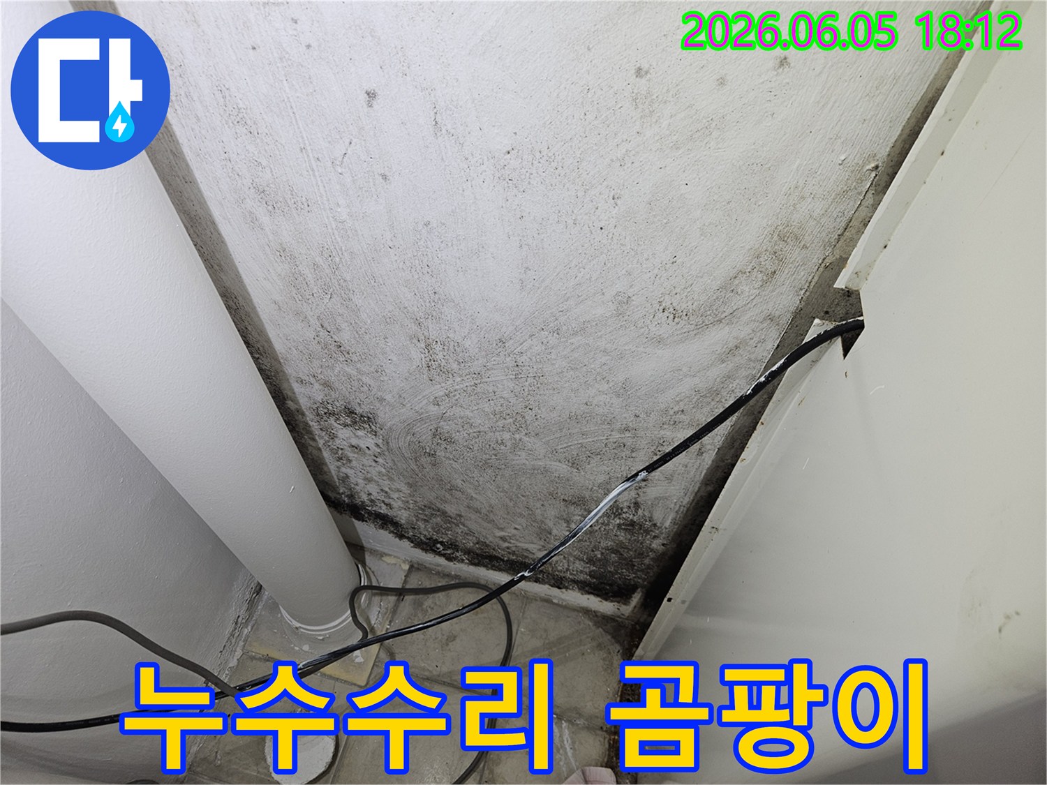 누수-수리-후-벽면에-남은-곰팡이를-제거하고-새롭게-마감하는-과정