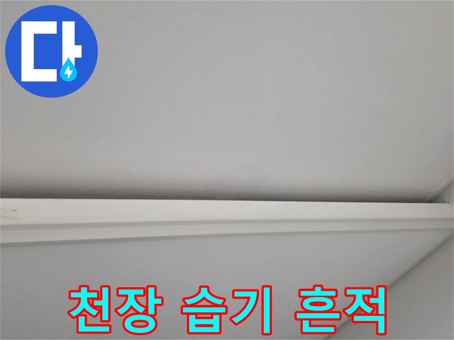 천장 벽지의 습기 침투로 인한 변색 현상