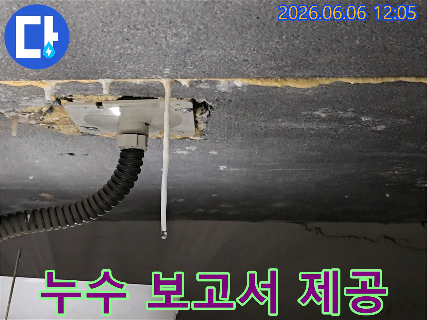 천장에서-물이-새는-누수-현장을-탐지하고-꼼꼼한-보고서를-제공하는-모습