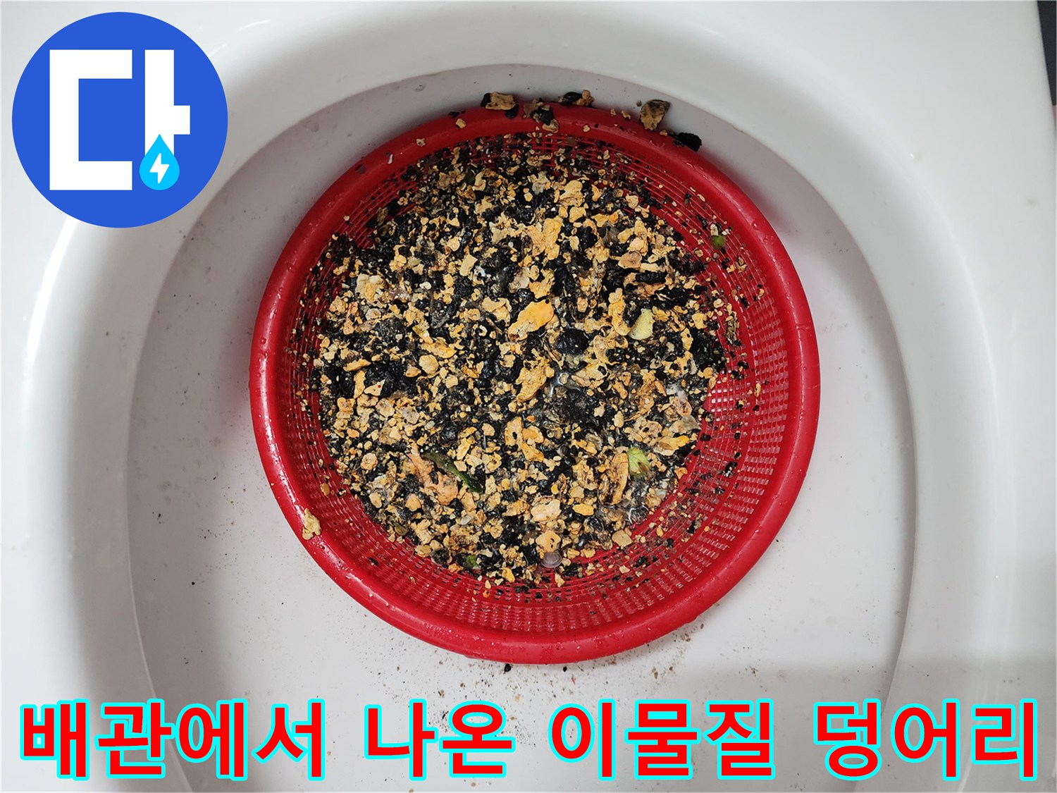 하수구 스케일링을 통해 분쇄되어 수거된 기름 슬러지 조각들