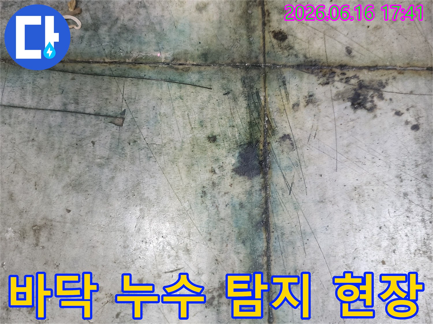 반찬가게-바닥에서-물이-새어-나와-저희가-누수-탐지-전문가로서-현장을-방문하여-누수-지점을-확인하고-있습니다