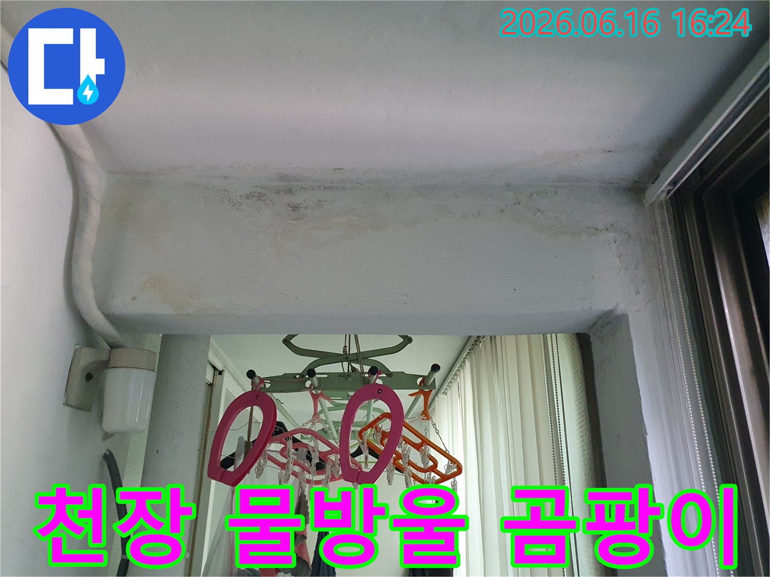 수택동-아파트-천장에서-발견된-누수로-인한-물방울과-곰팡이-제거-현장
