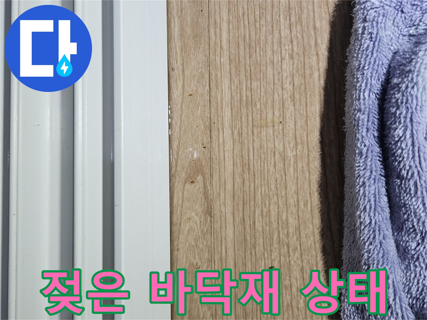 습기가 올라온-마루 나무 부분