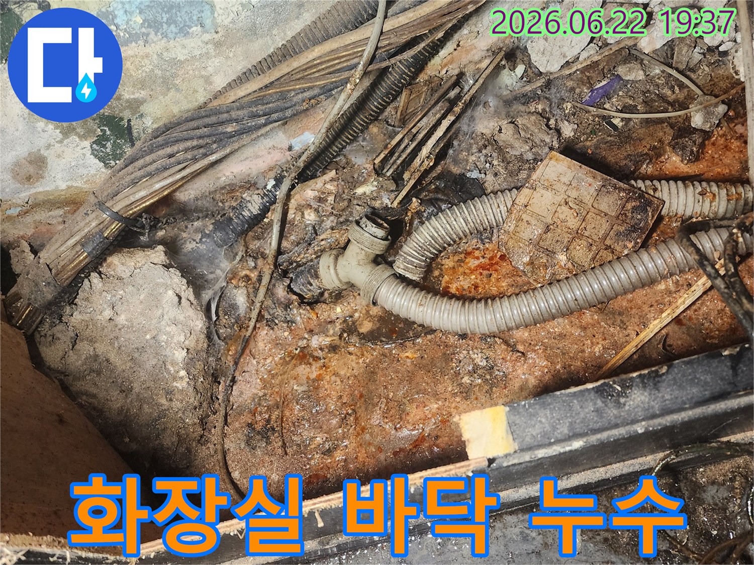 화장실-타일-아래-숨겨진-배관에서-발생한-누수로-인해-주변이-심하게-부식되고-오염된-모습을-담고-있습니다.