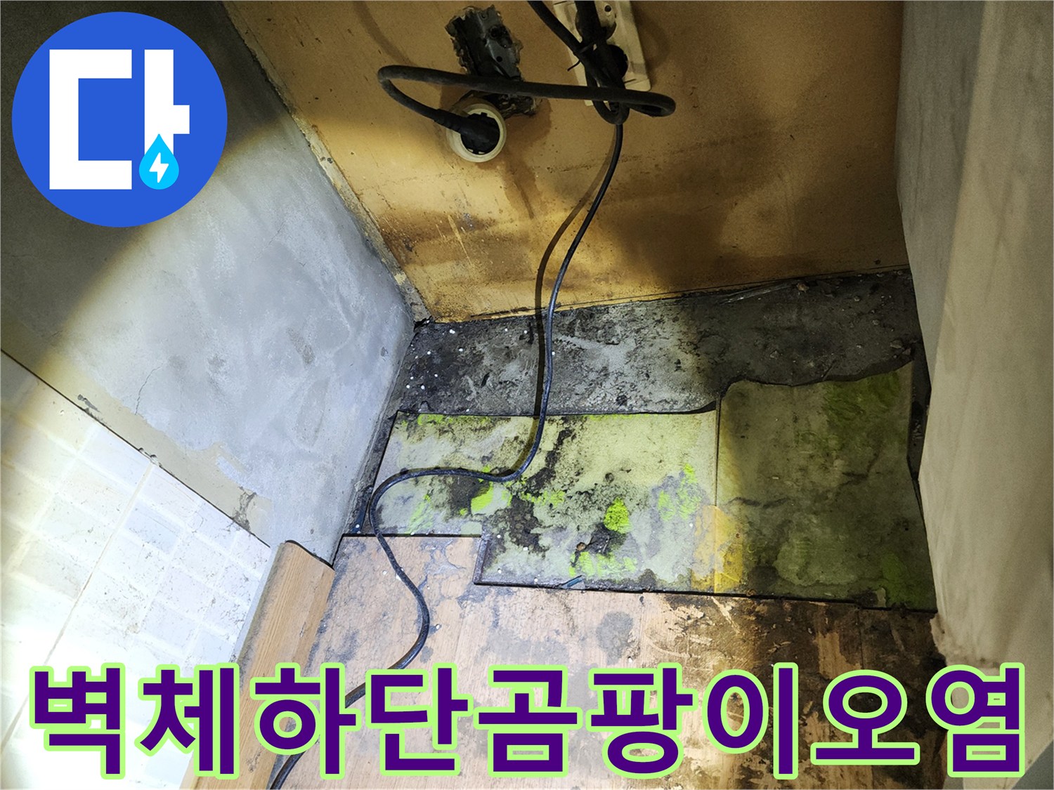 송파구 현장-습기로 인해 변색된 벽면과 곰팡이 부위