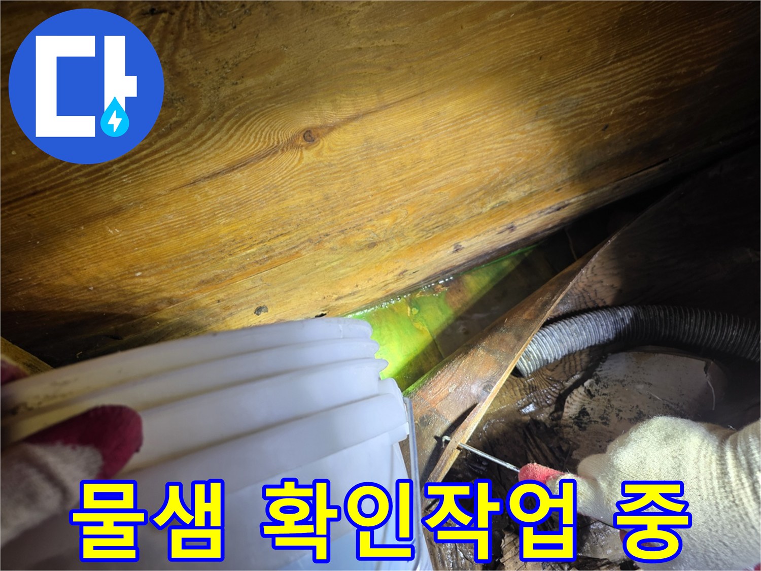누수-탐지-전문가가-형광-염료를-사용하여-아파트-누수-위치를-정확히-파악하는-과정