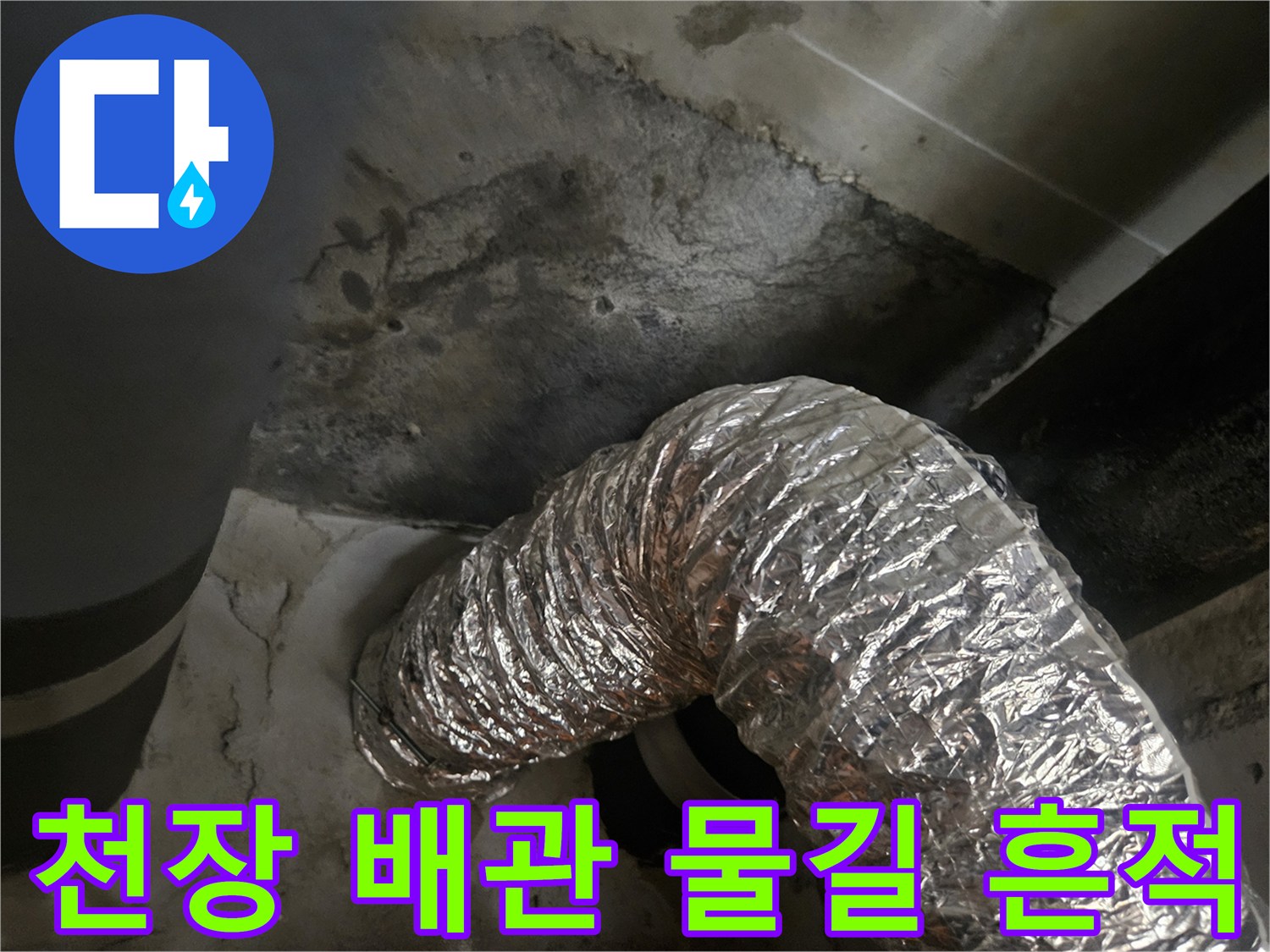 안양 아파트 화장실 천장 슬래브의 백화 현상과 습기 흔적