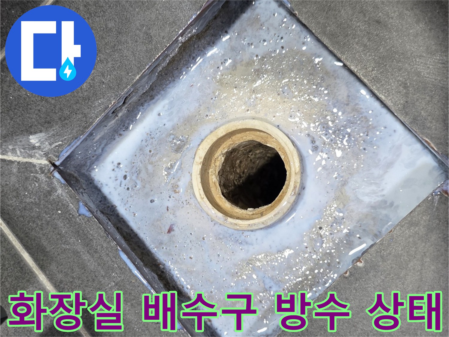 안양 동안구 화장실-배수구 유가 주변의 방수층 파손 및 타일 틈새 확인