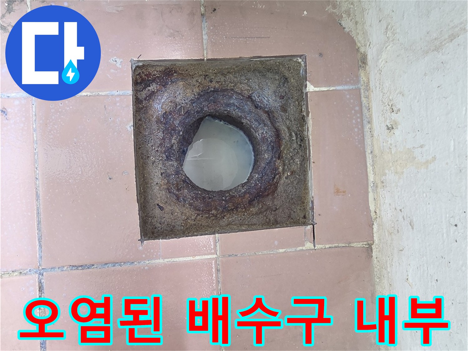 부식과-이물질로-가득한-세탁실-배수구-상태