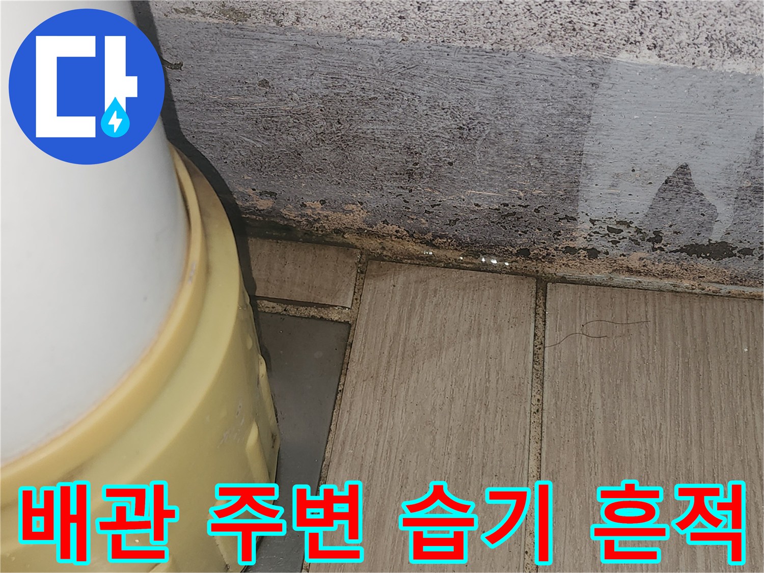 수직 배관-주변 벽면의 오염 및 습기 상태