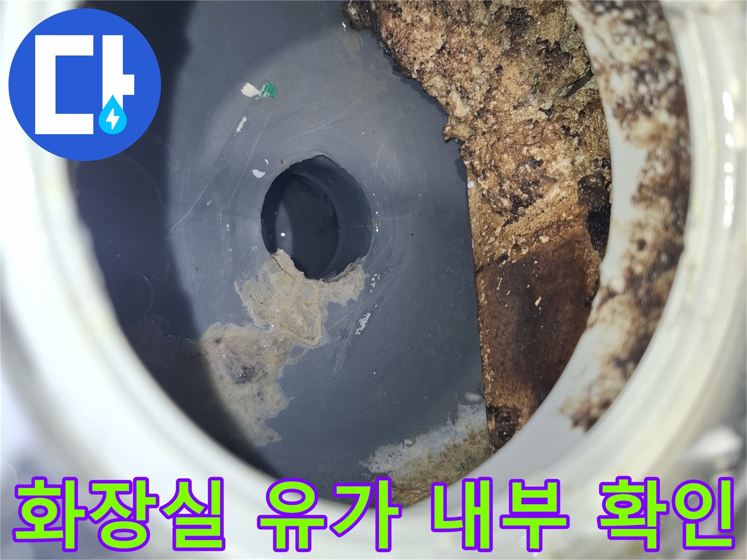 용인 수지 욕실-배수구 주변 방수층 손상 부위