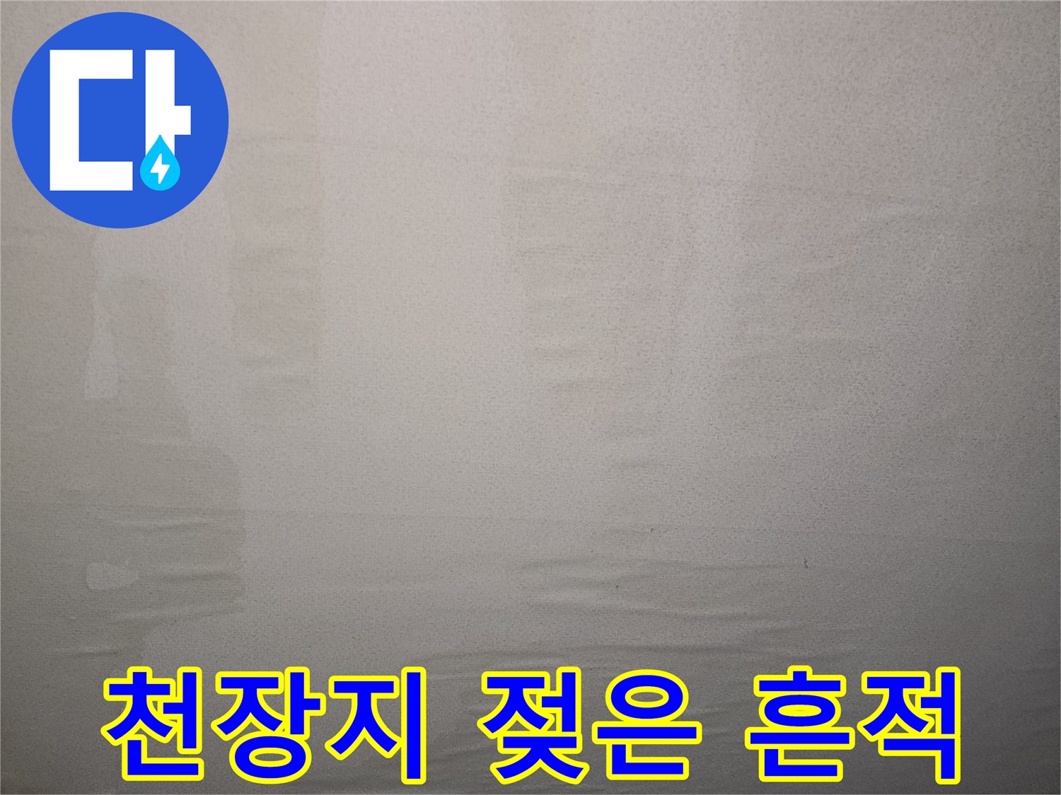 아랫집 거실-천장지가 물에 젖어 변색된 모습