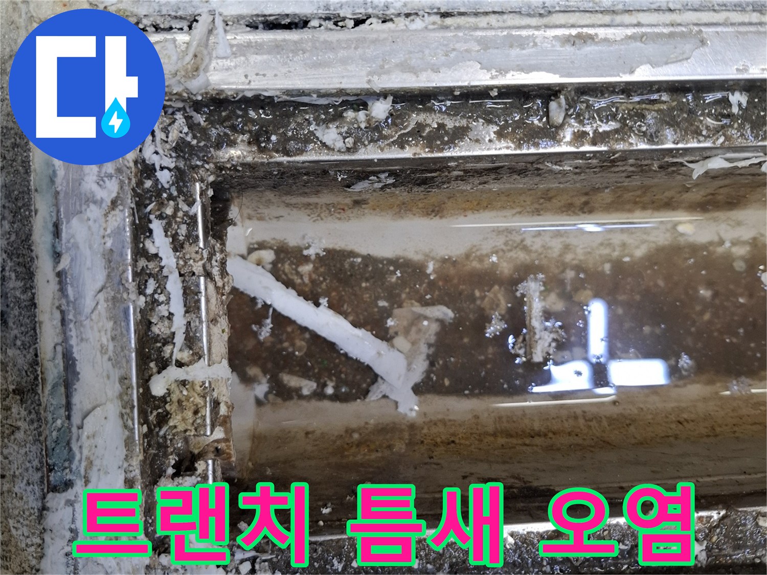오염된 배수구 트랜치 - 누수가 발생하는 취약 지점