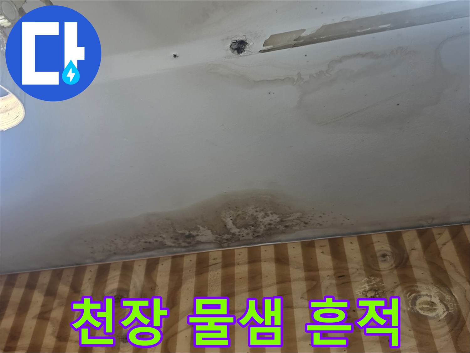 송파구 상가주택-1층 천장 물샘 얼룩과 곰팡이 상태