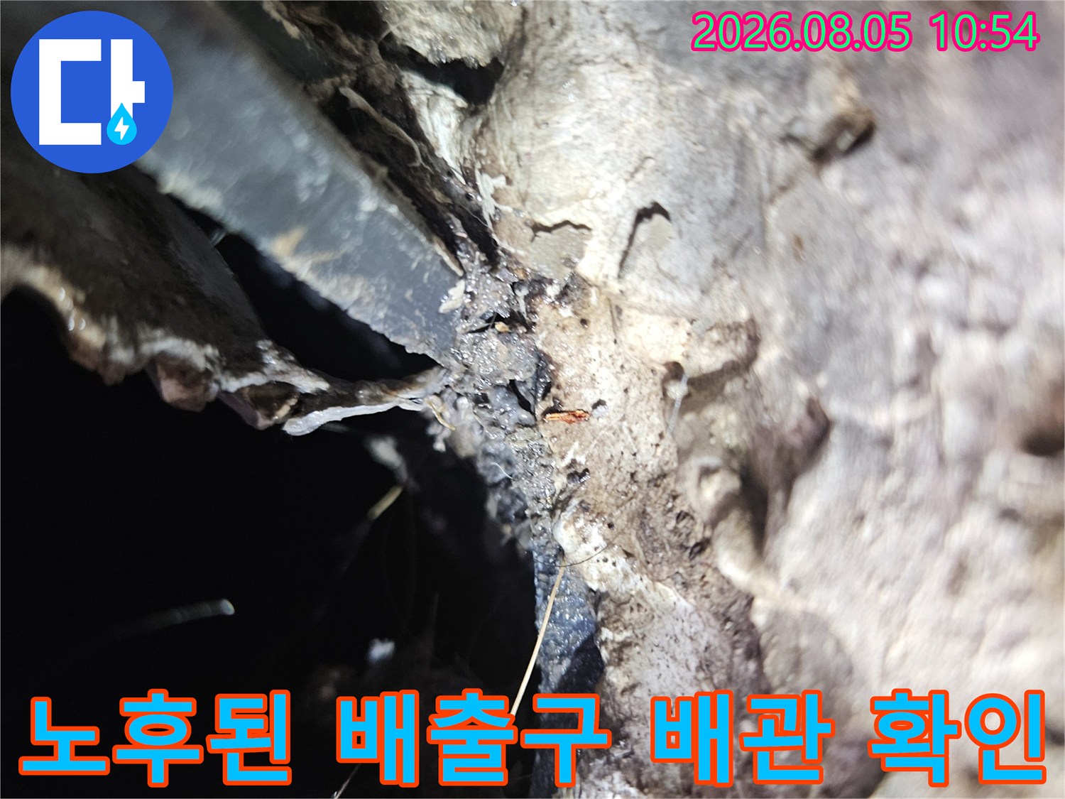 세탁기 배출용 배관이 꺾여 있거나 노출된 부분을 정밀하게 점검하는 모습